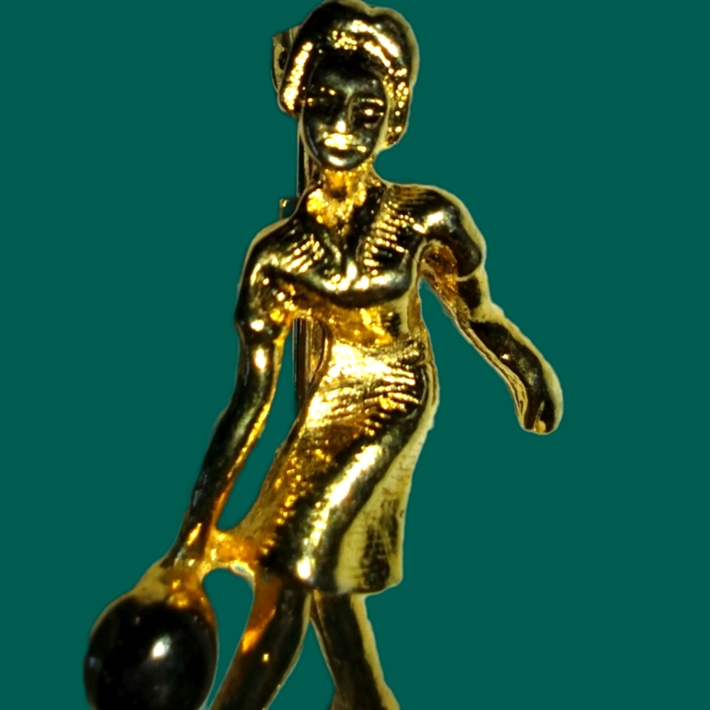 Vintage women's bowling pin brooch